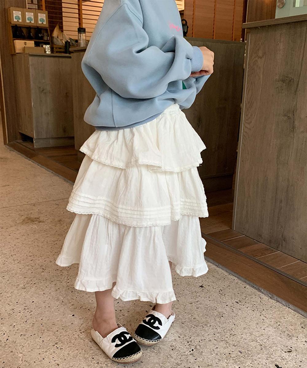 【aimoha-KIDS-】ティアードスカート