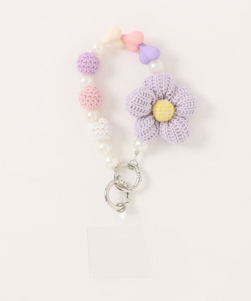 【HOOK】for　girls　かわいいパールと花モチーフスマホストラップ
