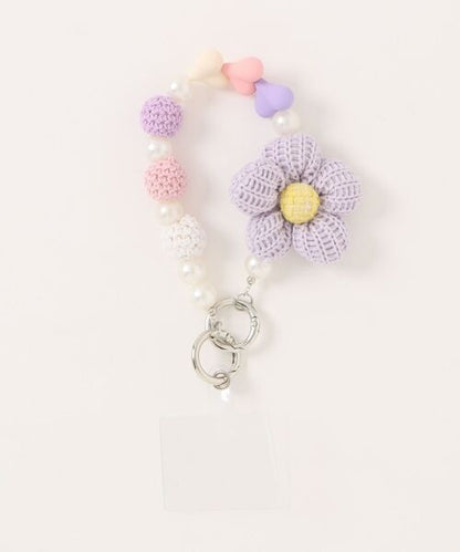 【HOOK】for　girls　かわいいパールと花モチーフスマホストラップ