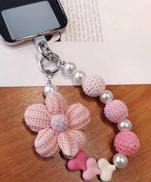 【HOOK】for　girls　かわいいパールと花モチーフスマホストラップ