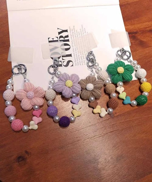 【HOOK】for　girls　かわいいパールと花モチーフスマホストラップ