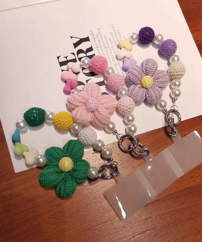 【HOOK】for　girls　かわいいパールと花モチーフスマホストラップ