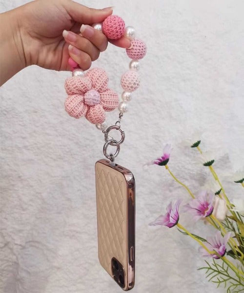 【HOOK】for　girls　かわいいパールと花モチーフスマホストラップ