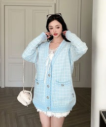 【Jasmine】ツイード風ニットカーディガン