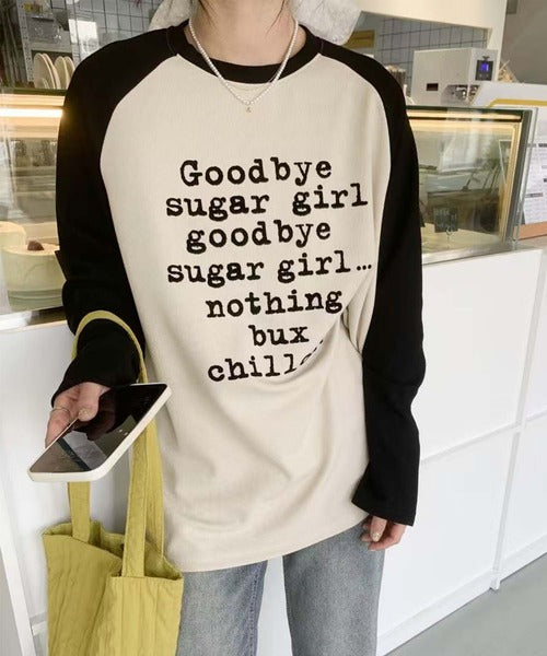 プリントラグラン長袖Tシャツ