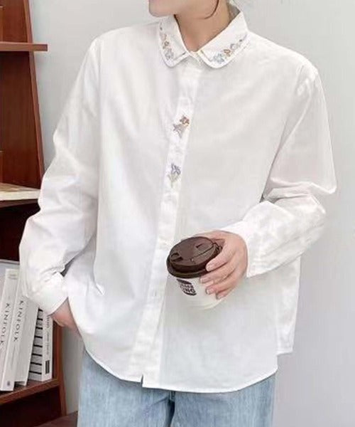 刺繍入り襟デザインシャツ