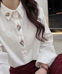 刺繍入り襟デザインシャツ