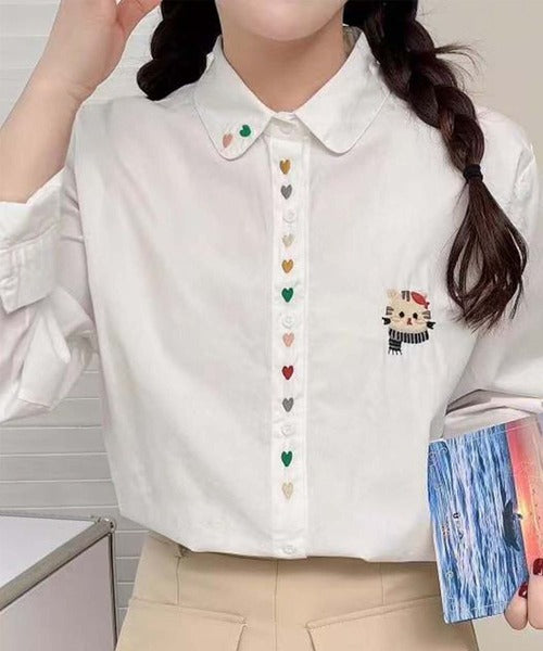 刺繍入り襟デザインシャツ