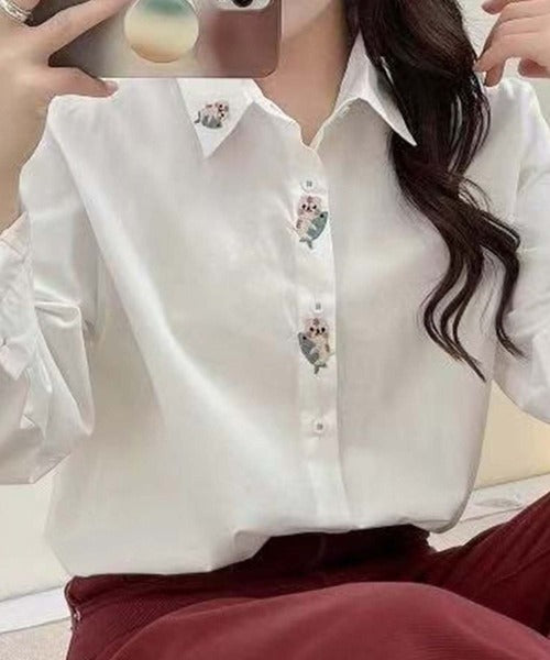 刺繍入り襟デザインシャツ