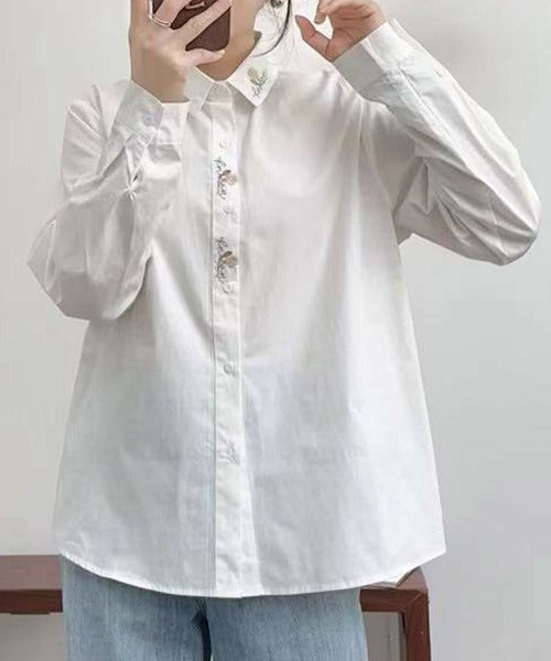 刺繍入り襟デザインシャツ