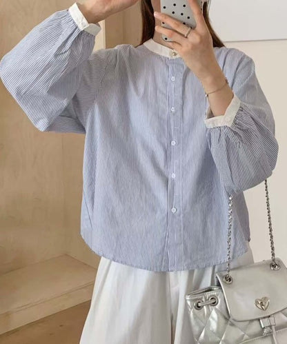 バンドカラーボリュームスリーブシャツ