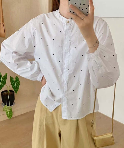 バンドカラーボリュームスリーブシャツ