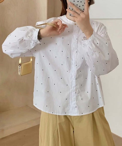 バンドカラーボリュームスリーブシャツ