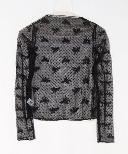 【HOOK】for　girls　リボン柄ダイヤチェックドットシアートップス