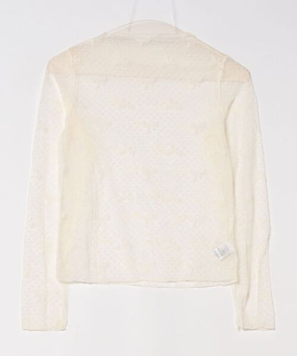 【HOOK】for　girls　リボン柄ダイヤチェックドットシアートップス