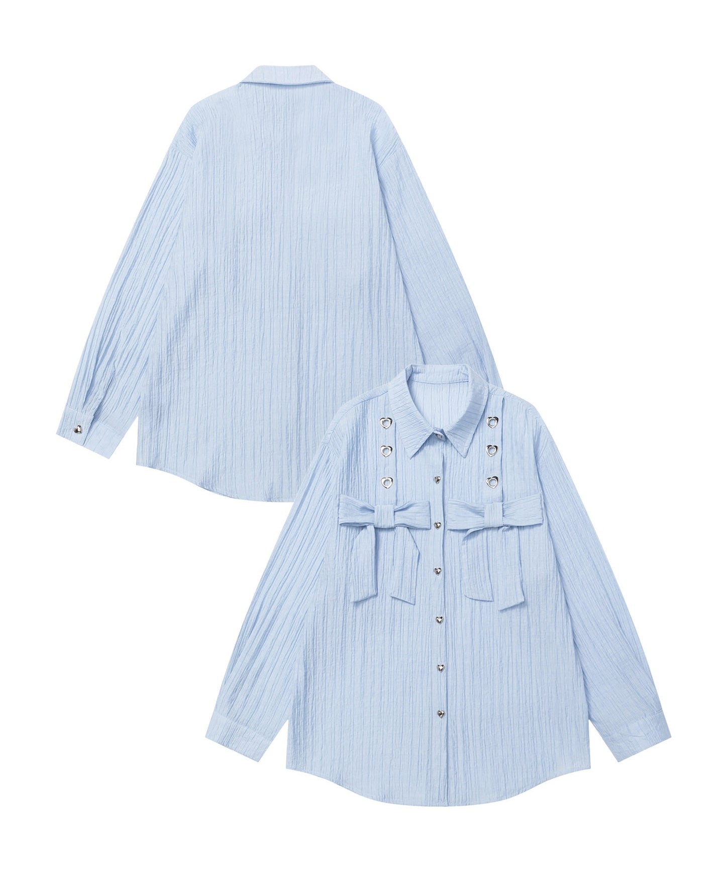 【HOOK】for girls リボンアイレットストライプロングシャツ