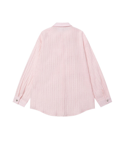【HOOK】for girls リボンアイレットストライプロングシャツ