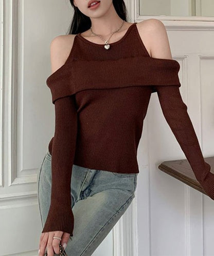 【Jasmine】レイヤード風肩出しニットプルオーバー