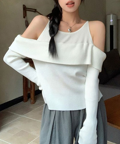 【Jasmine】レイヤード風肩出しニットプルオーバー