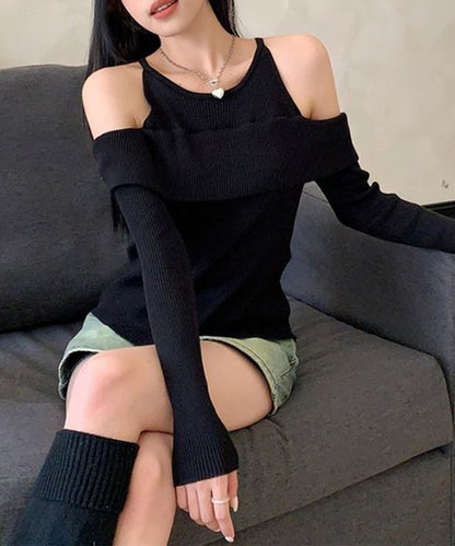 【Jasmine】レイヤード風肩出しニットプルオーバー