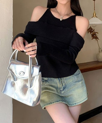 【Jasmine】レイヤード風肩出しニットプルオーバー