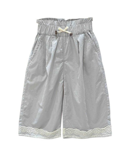 【aimoha-KIDS-】レースヘムコットンワイドパンツ