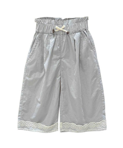 【aimoha-KIDS-】レースヘムコットンワイドパンツ