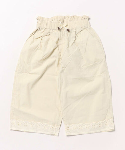 【aimoha-KIDS-】レースヘムコットンワイドパンツ