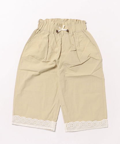 【aimoha-KIDS-】レースヘムコットンワイドパンツ