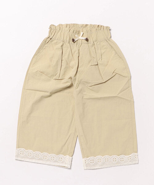 【aimoha-KIDS-】レースヘムコットンワイドパンツ