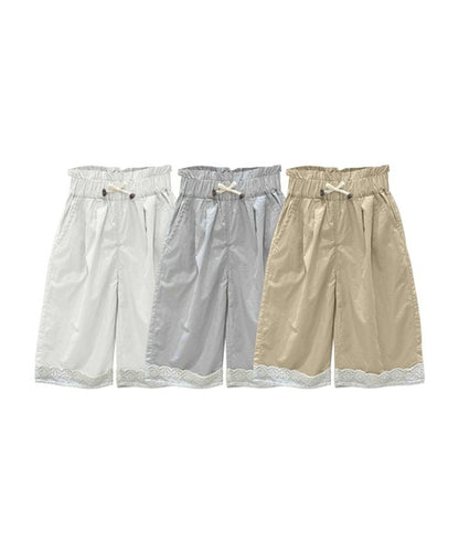【aimoha-KIDS-】レースヘムコットンワイドパンツ