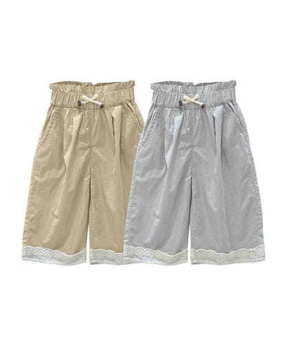 【aimoha-KIDS-】レースヘムコットンワイドパンツ