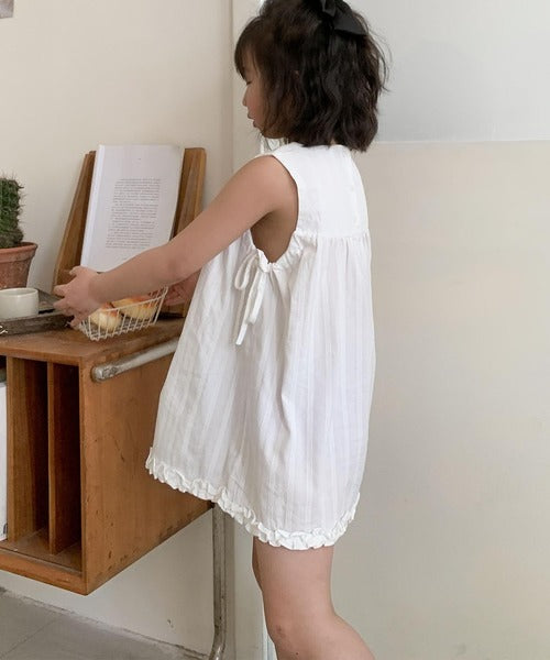 【aimoha-KIDS-】サイドリボンフリルワンピース