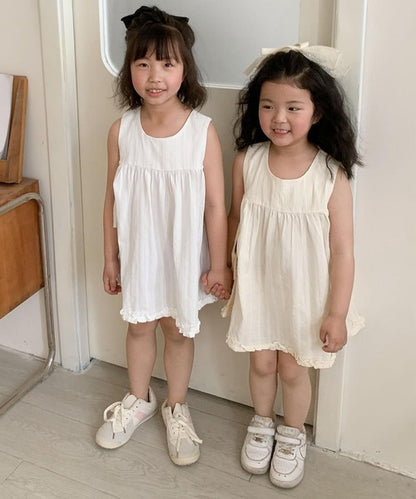 【aimoha-KIDS-】サイドリボンフリルワンピース