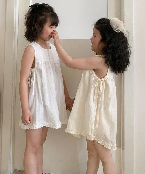 【aimoha-KIDS-】サイドリボンフリルワンピース