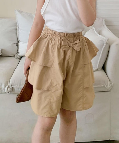 【aimoha-KIDS-】リボン付きフリルショートパンツ