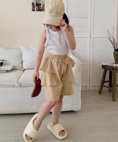 【aimoha-KIDS-】リボン付きフリルショートパンツ