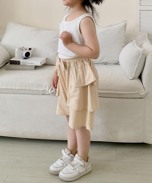 【aimoha-KIDS-】リボン付きフリルショートパンツ