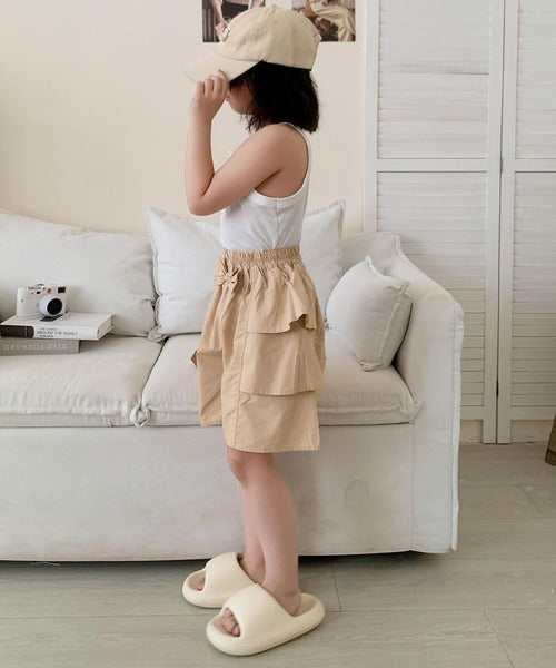 【aimoha-KIDS-】リボン付きフリルショートパンツ