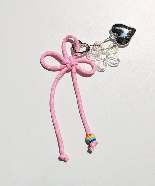 ハート＆花デザインバッグチャーム