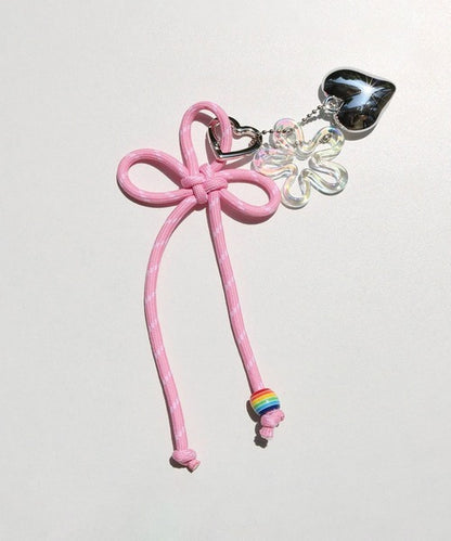 ハート＆花デザインバッグチャーム