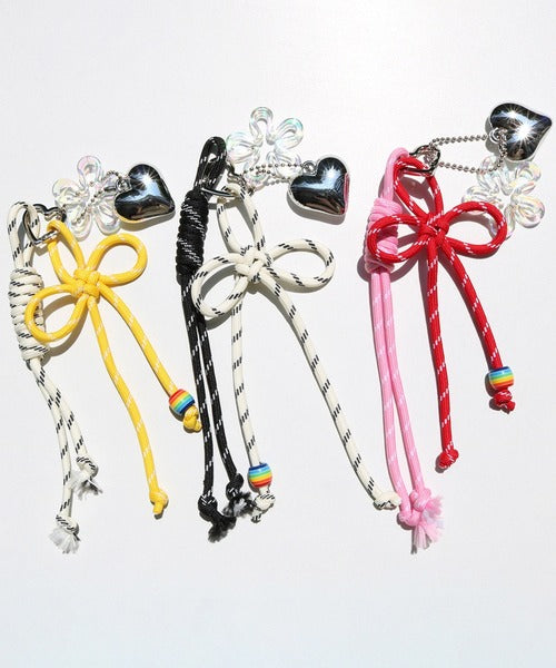 ハート＆花デザインバッグチャーム