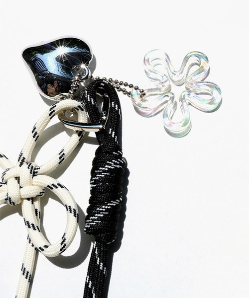 ハート＆花デザインバッグチャーム