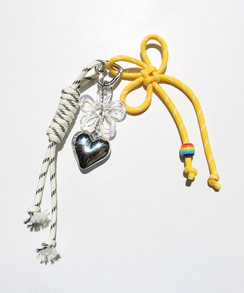 ハート＆花デザインバッグチャーム