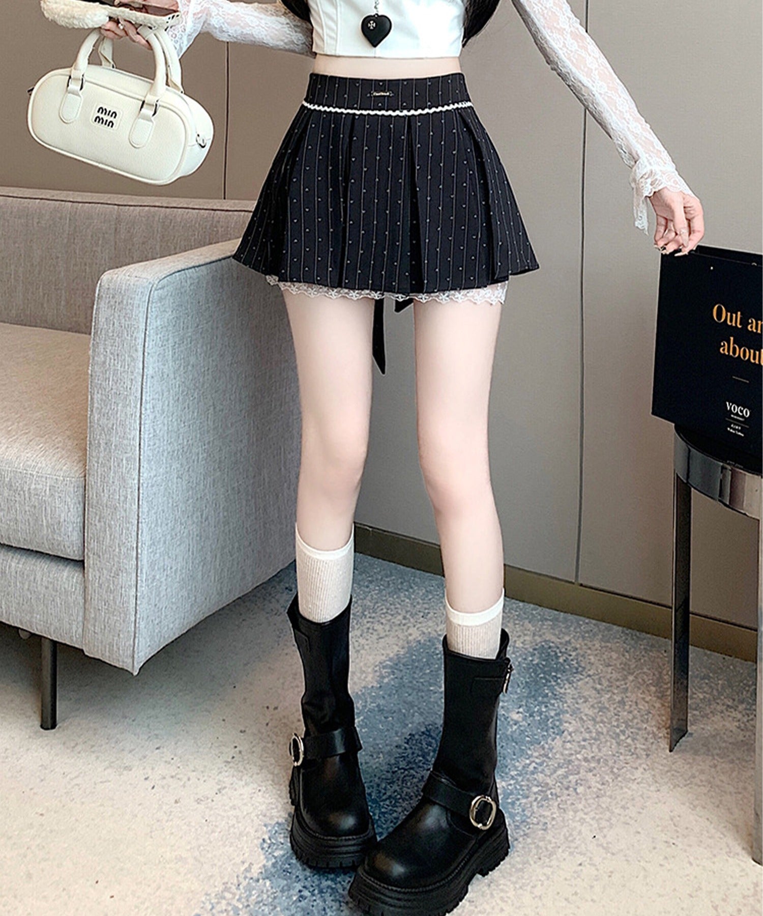 【Jasmine】バックリボンプリーツミニスカート