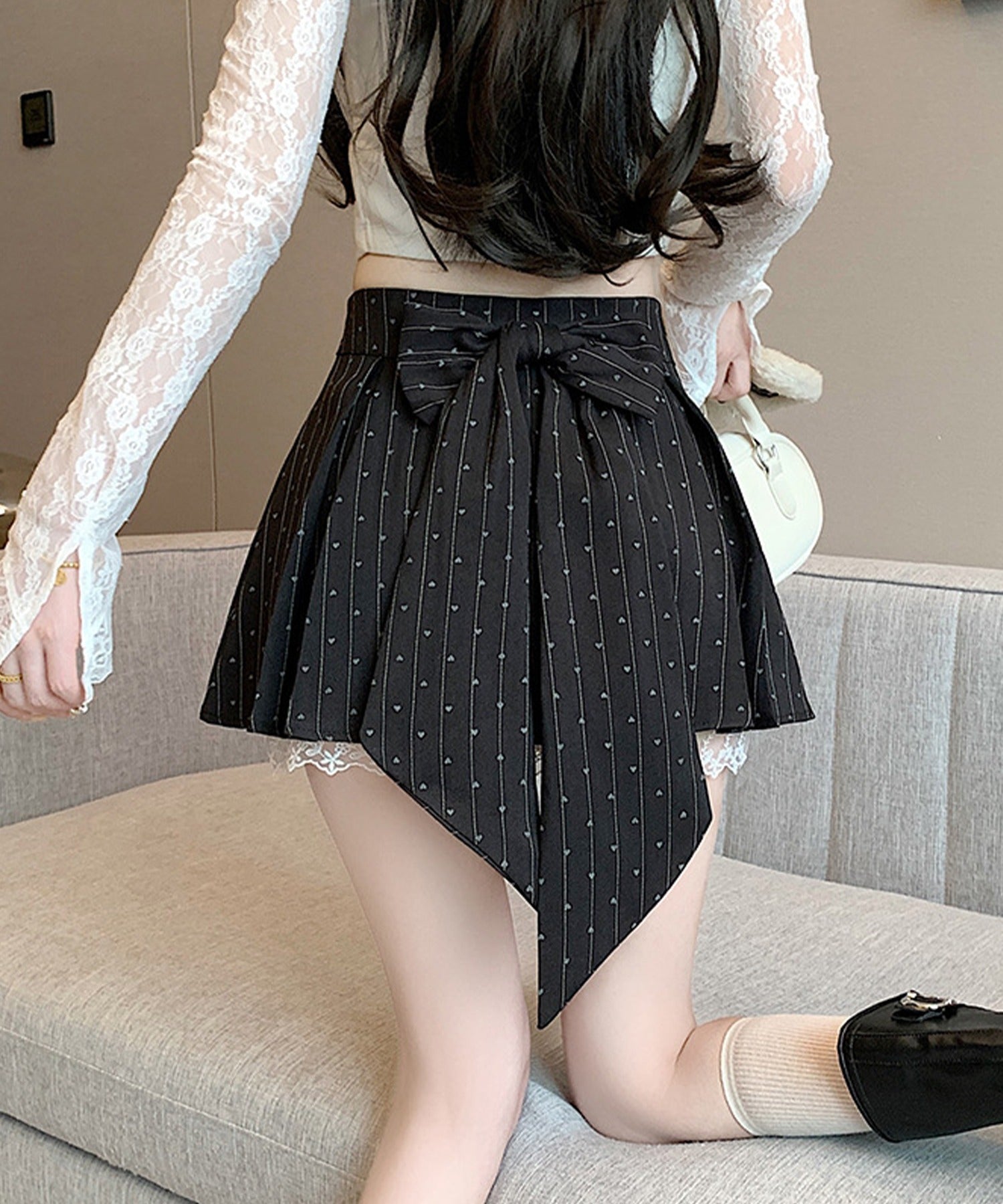【Jasmine】バックリボンプリーツミニスカート