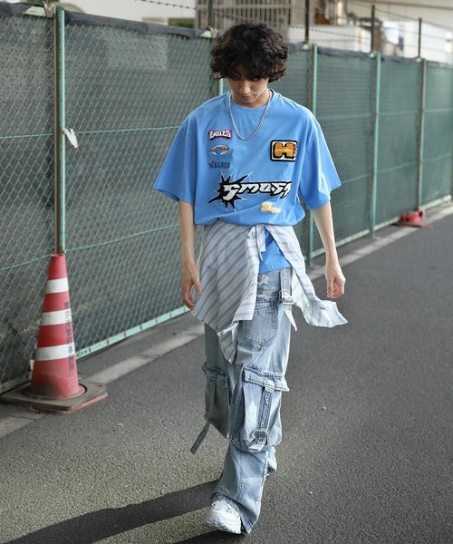 【HOOK】ストラップベルトカーゴデニムパンツ