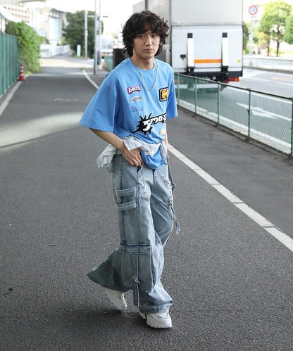 【HOOK】ストラップベルトカーゴデニムパンツ