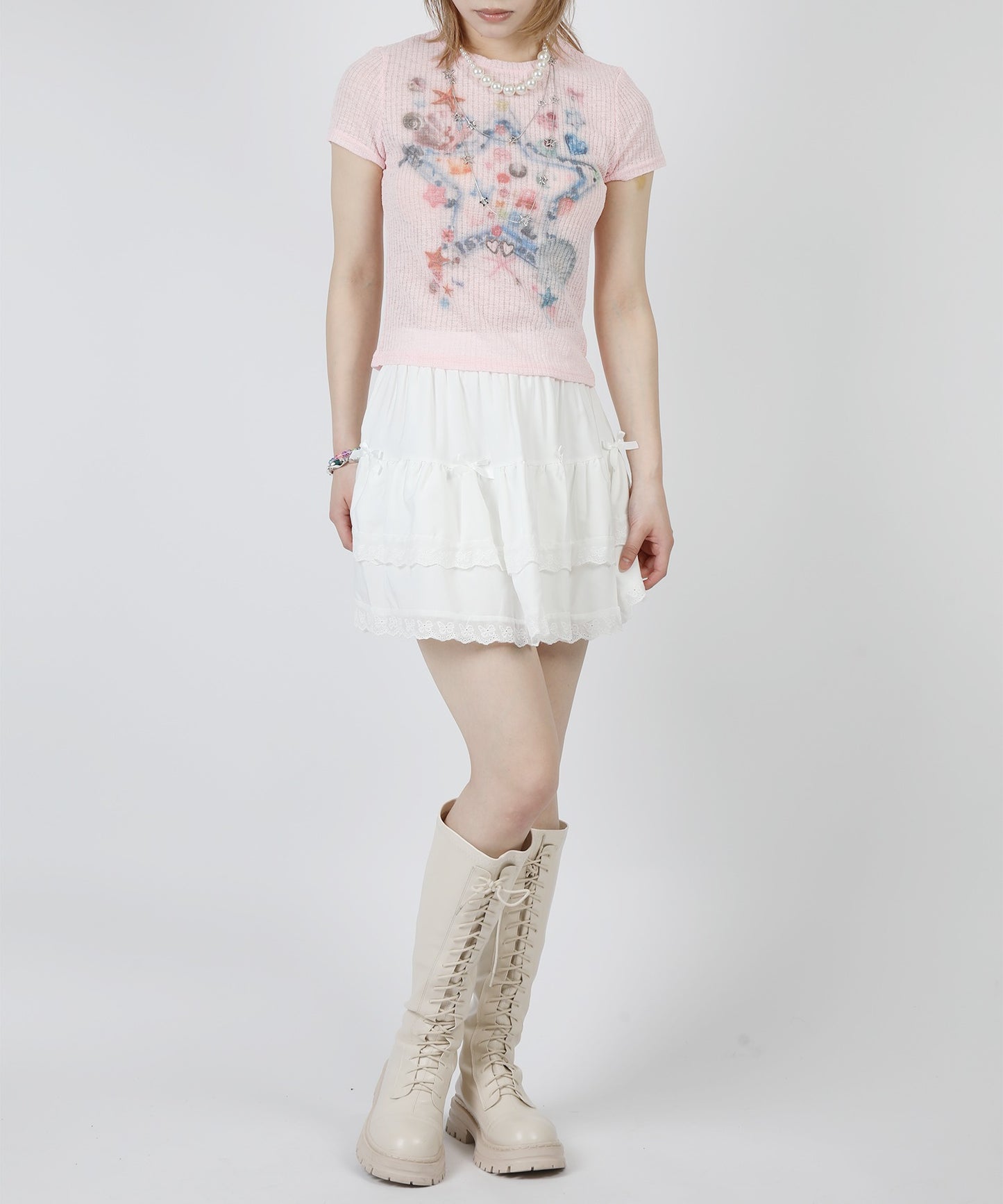 【HOOK】for girls スタープリントTシャツ (SS)