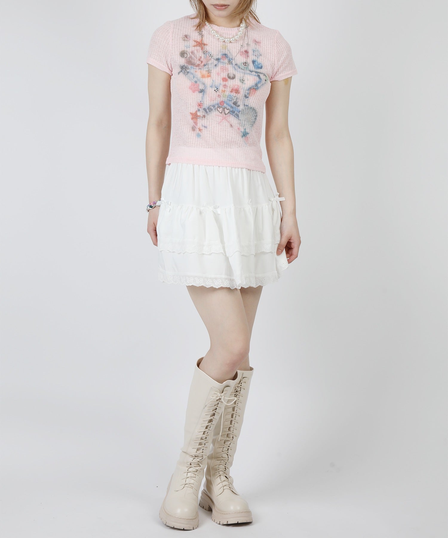 【HOOK】for girls スタープリントTシャツ (SS)